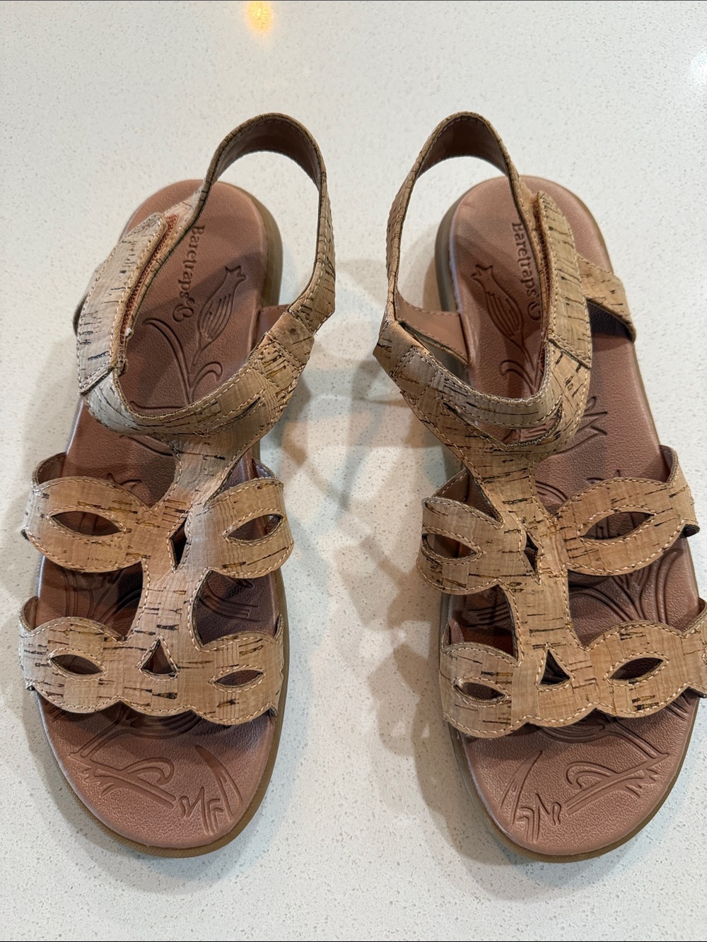 BareTraps Tan Cork-Style Strappy Slingback Sandals Size 9